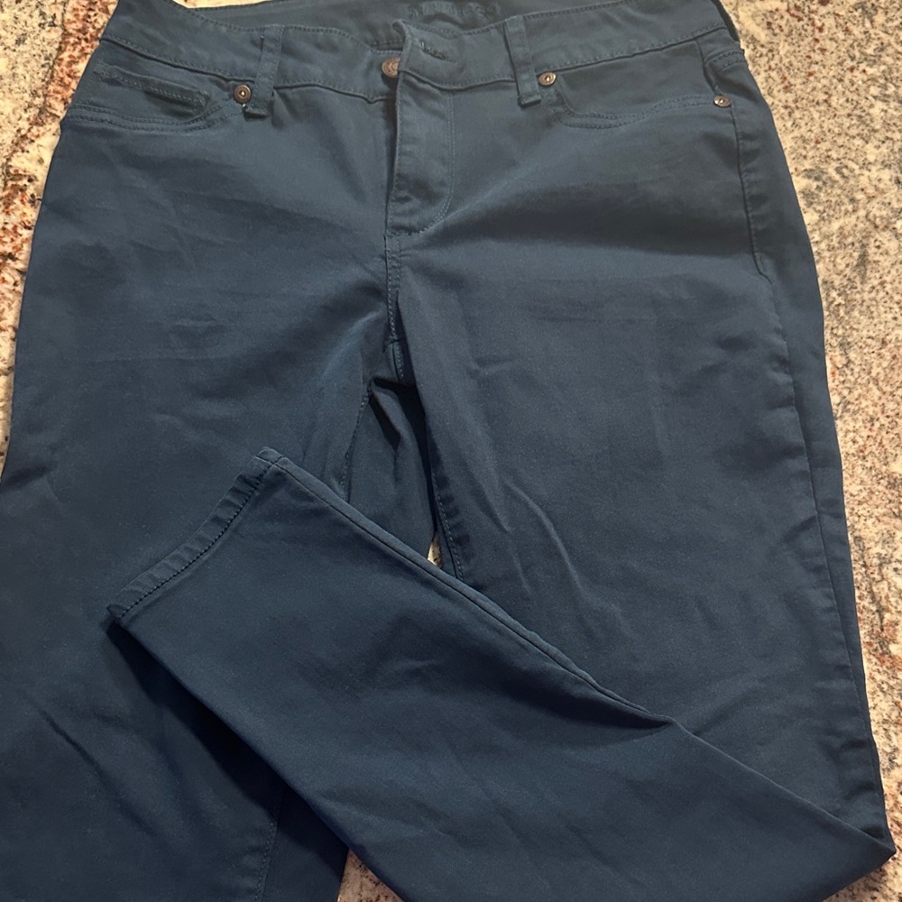 Blue Green Straight-Leg Pants